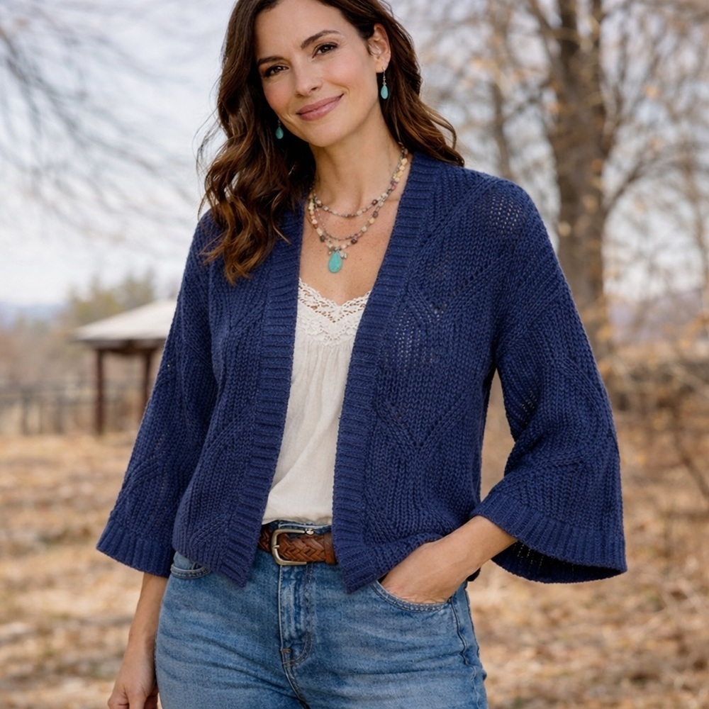 Sundance Open Knit Linen Blend Cardigan Size Small